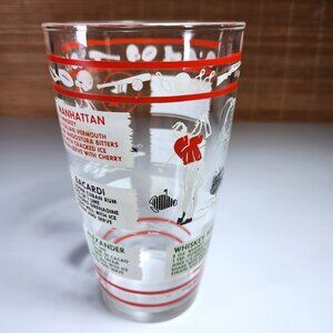 Vintage Hazel Atlas Cocktail Shaker 1950s MCM Sports Design Recipe Glass 32oz